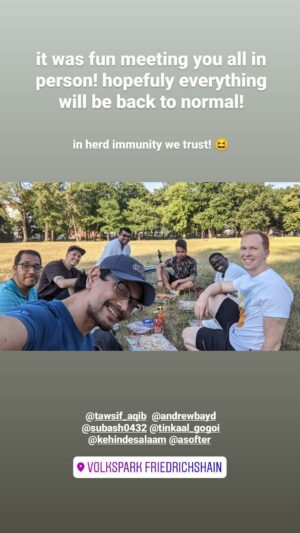 IG story berjumpa dengan rekan-rekan kerja di Volkspark Friedrichshain