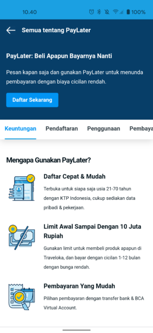 fasilitas PayLater dari Traveloka