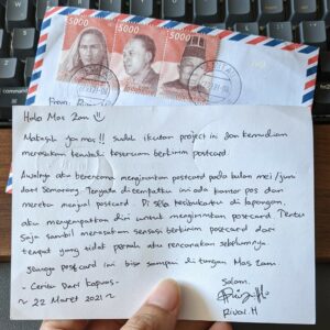 pesan dari Mas Rivai Hidayat di kartu posnya