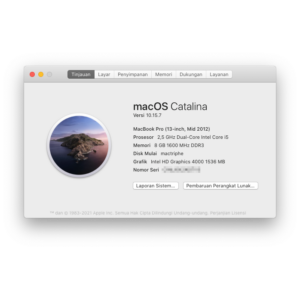 informasi sistem MacBook Pro mid-2012