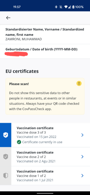 sertifikat vaksin di aplikasi CovPass