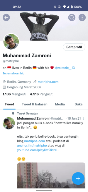 profil Twitter @matriphe