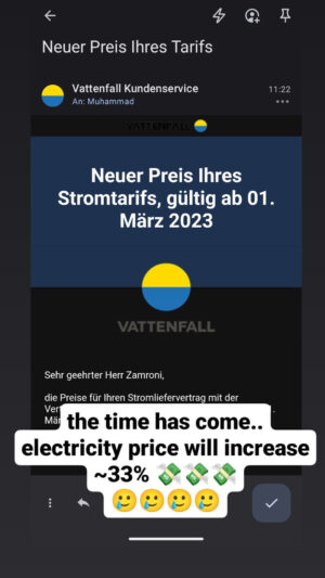 informasi kenaikan tarif listrik dari Vatenfall