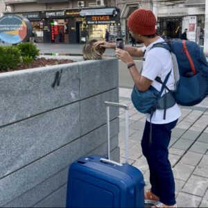 mengelus kucing tabby di alun-alun Taksim mengelus kucing tabby di alun-alun Taksim