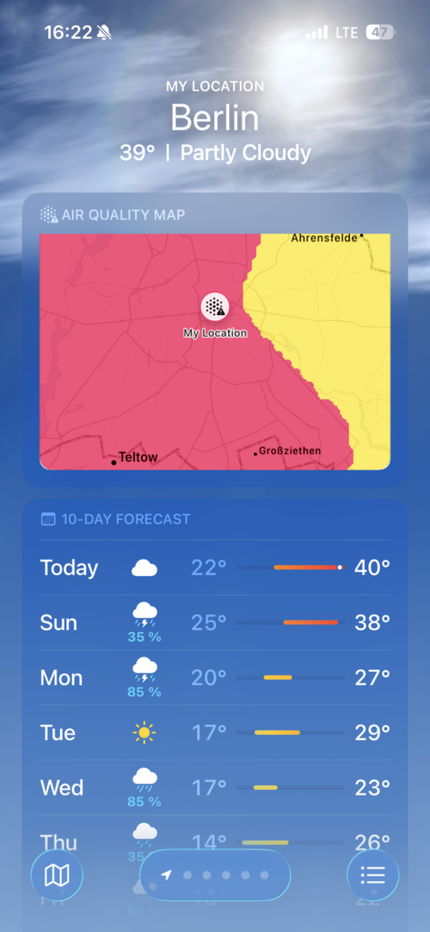 temperatur pada aplikasi cuaca pada hari Sabtu, 27 Juni 2026